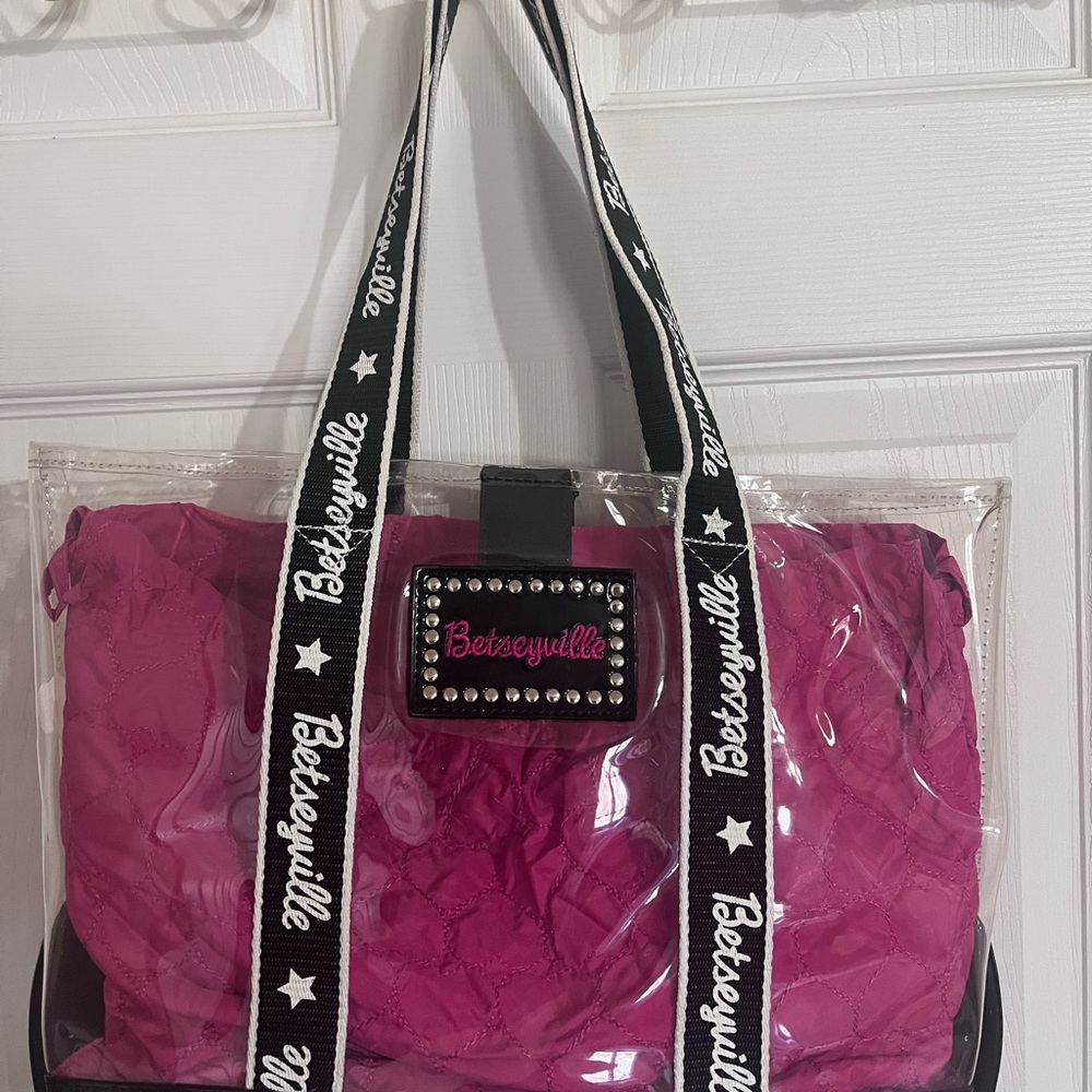 Betsey Johnson Fuchsia and Black Tote